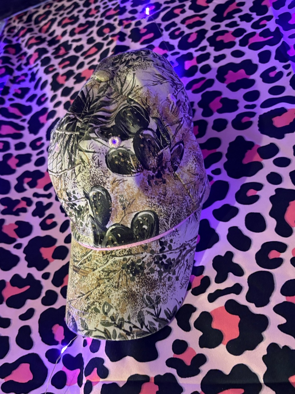 Y2K girly camo baby pink striped hat